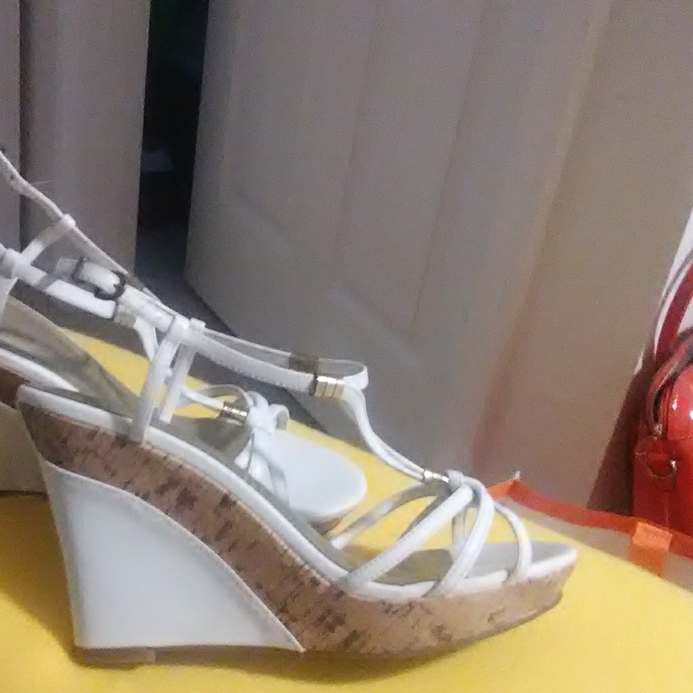 Cute White Wedge Sandals